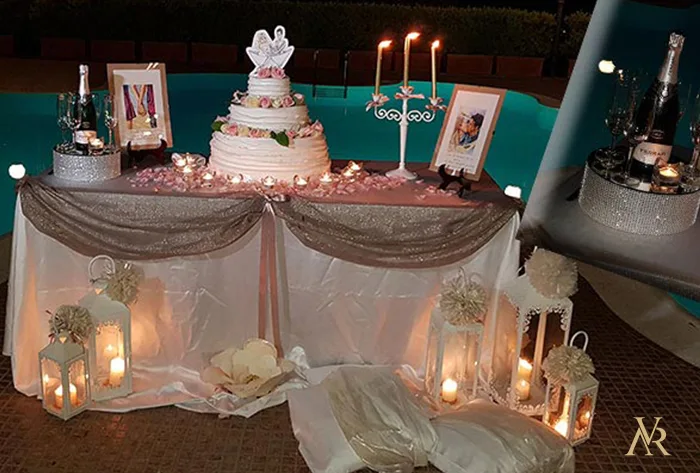 torta bordo piscina candele e cuscini salerno